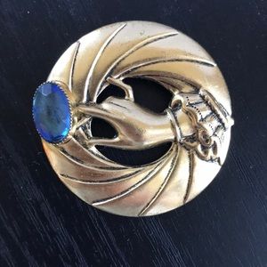 Vintage Gold Pin with Blue Stone